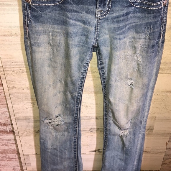 Miss me jeans standard boot cut size 25 white wash color distressed western jean - Picture 5 of 8